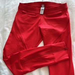 Stella, McCartney, red shiny, leggings, size extra small, brand-new with tags.